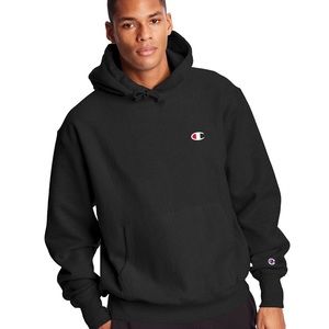 ⭐️⚫️CHAMPION BLACK REVERSE WEAVE MENS HOODIE SIZE LARGE FREE SHIPPING ⚫️⭐️